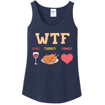 Funny Cute Wine Turkey Family Thanksgiving Gift Ladies Essential Tank