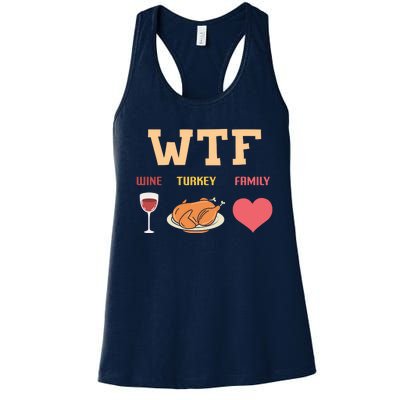 Funny Cute Wine Turkey Family Thanksgiving Gift Women's Racerback Tank