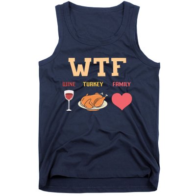 Funny Cute Wine Turkey Family Thanksgiving Gift Tank Top