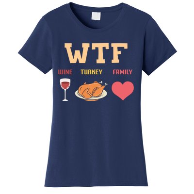 Funny Cute Wine Turkey Family Thanksgiving Gift Women's T-Shirt