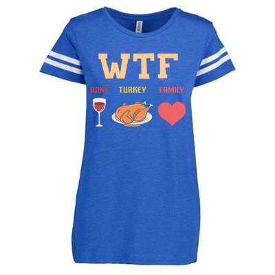 Funny Cute Wine Turkey Family Thanksgiving Gift Enza Ladies Jersey Football T-Shirt