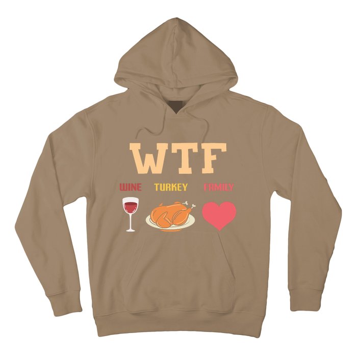 Funny Cute Wine Turkey Family Thanksgiving Gift Hoodie