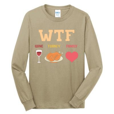 Funny Cute Wine Turkey Family Thanksgiving Gift Tall Long Sleeve T-Shirt