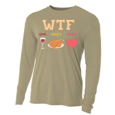 Funny Cute Wine Turkey Family Thanksgiving Gift Cooling Performance Long Sleeve Crew