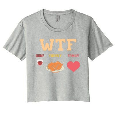 Funny Cute Wine Turkey Family Thanksgiving Gift Women's Crop Top Tee