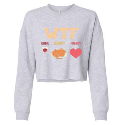 Funny Cute Wine Turkey Family Thanksgiving Gift Cropped Pullover Crew