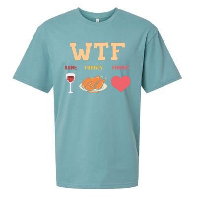 Funny Cute Wine Turkey Family Thanksgiving Gift Sueded Cloud Jersey T-Shirt