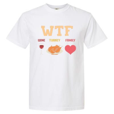 Funny Cute Wine Turkey Family Thanksgiving Gift Garment-Dyed Heavyweight T-Shirt