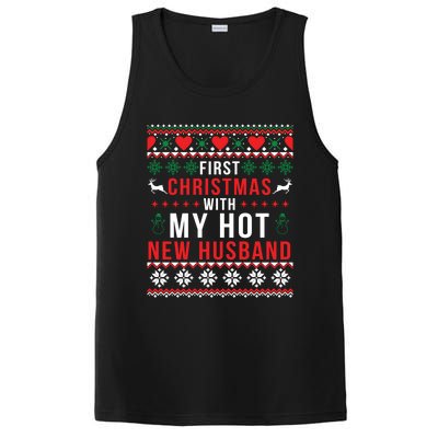 First Christmas With My Hot New Wife Husband Ugly Sweater Cool Gift PosiCharge Competitor Tank