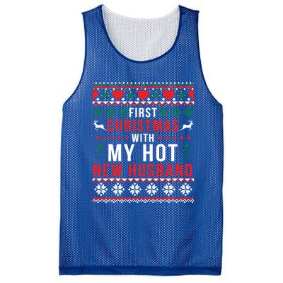 First Christmas With My Hot New Wife Husband Ugly Sweater Cool Gift Mesh Reversible Basketball Jersey Tank