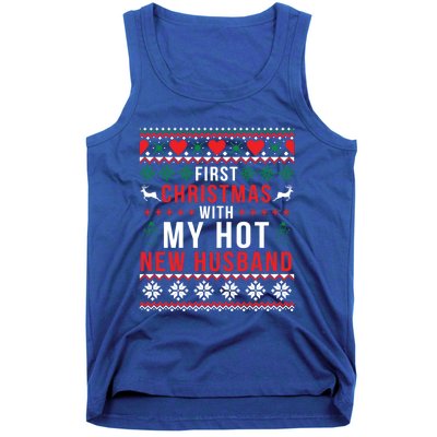 First Christmas With My Hot New Wife Husband Ugly Sweater Cool Gift Tank Top