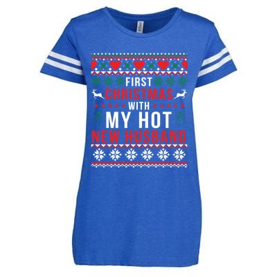 First Christmas With My Hot New Wife Husband Ugly Sweater Cool Gift Enza Ladies Jersey Football T-Shirt