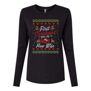 First Christmas With My Hot New Wife Married Matching Couple Gift Womens Cotton Relaxed Long Sleeve T-Shirt