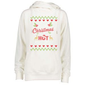 First Christmas With My Hot New Wife Married Matching Couple Gift Womens Funnel Neck Pullover Hood