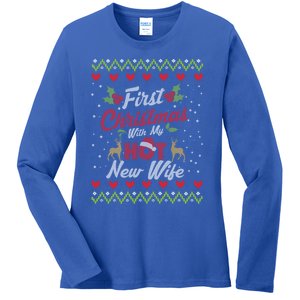 First Christmas With My Hot New Wife Married Matching Couple Gift Ladies Long Sleeve Shirt