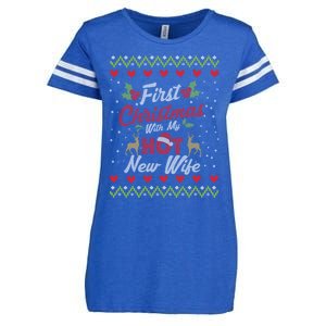 First Christmas With My Hot New Wife Married Matching Couple Gift Enza Ladies Jersey Football T-Shirt