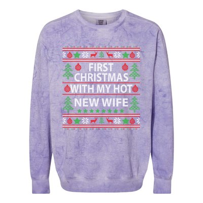 First Christmas With My Hot New Wife Xmas Couple Gift Cool Gift Colorblast Crewneck Sweatshirt