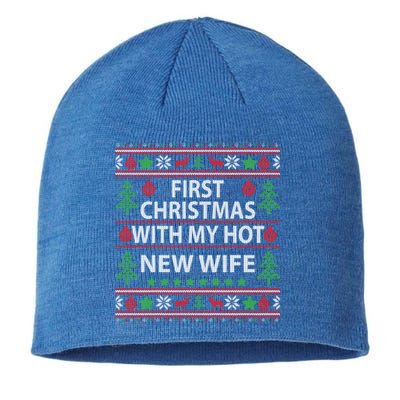 First Christmas With My Hot New Wife Xmas Couple Gift Cool Gift Sustainable Beanie