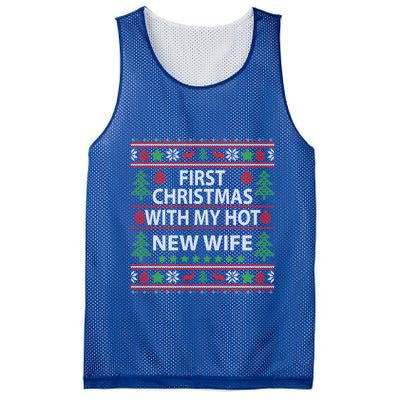 First Christmas With My Hot New Wife Xmas Couple Gift Cool Gift Mesh Reversible Basketball Jersey Tank