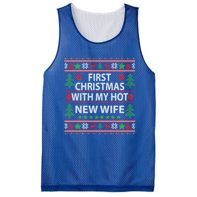 First Christmas With My Hot New Wife Xmas Couple Gift Cool Gift Mesh Reversible Basketball Jersey Tank