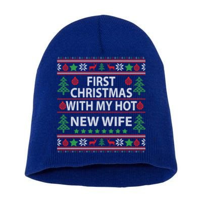 First Christmas With My Hot New Wife Xmas Couple Gift Cool Gift Short Acrylic Beanie