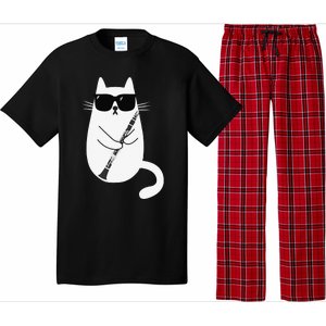 Funny Cat Wearing Sunglasses Playing Clarinet Musician Pajama Set