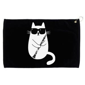 Funny Cat Wearing Sunglasses Playing Clarinet Musician Grommeted Golf Towel