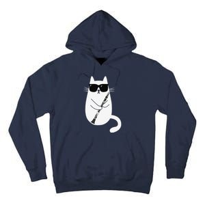 Funny Cat Wearing Sunglasses Playing Clarinet Musician Tall Hoodie