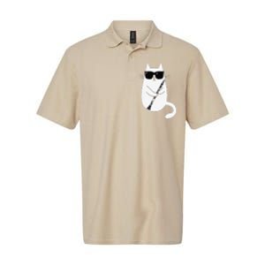 Funny Cat Wearing Sunglasses Playing Clarinet Musician Softstyle Adult Sport Polo