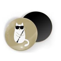 Funny Cat Wearing Sunglasses Playing Clarinet Musician Magnet