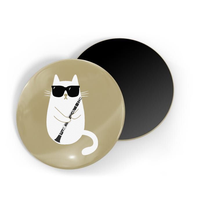 Funny Cat Wearing Sunglasses Playing Clarinet Musician Magnet