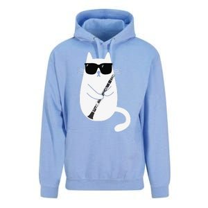 Funny Cat Wearing Sunglasses Playing Clarinet Musician Unisex Surf Hoodie