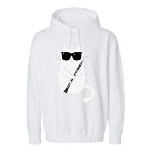 Funny Cat Wearing Sunglasses Playing Clarinet Musician Garment-Dyed Fleece Hoodie