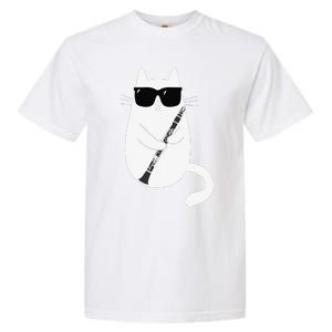 Funny Cat Wearing Sunglasses Playing Clarinet Musician Garment-Dyed Heavyweight T-Shirt