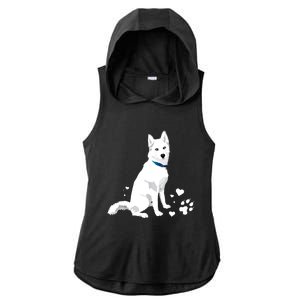 Funny Cute White Siberian Husky Gift Sweet White Snow Dog Gift Ladies PosiCharge Tri-Blend Wicking Draft Hoodie Tank