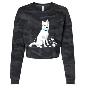 Funny Cute White Siberian Husky Gift Sweet White Snow Dog Gift Cropped Pullover Crew