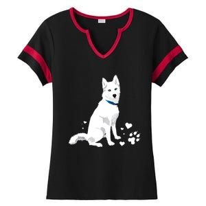 Funny Cute White Siberian Husky Gift Sweet White Snow Dog Gift Ladies Halftime Notch Neck Tee