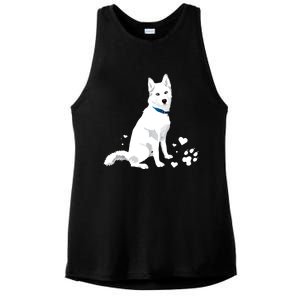 Funny Cute White Siberian Husky Gift Sweet White Snow Dog Gift Ladies PosiCharge Tri-Blend Wicking Tank