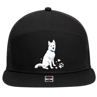 Funny Cute White Siberian Husky Gift Sweet White Snow Dog Gift 7 Panel Mesh Trucker Snapback Hat