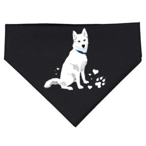 Funny Cute White Siberian Husky Gift Sweet White Snow Dog Gift USA-Made Doggie Bandana