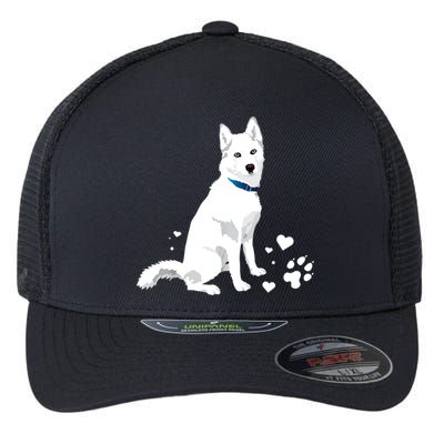 Funny Cute White Siberian Husky Gift Sweet White Snow Dog Gift Flexfit Unipanel Trucker Cap