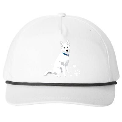 Funny Cute White Siberian Husky Gift Sweet White Snow Dog Gift Snapback Five-Panel Rope Hat