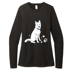 Funny Cute White Siberian Husky Gift Sweet White Snow Dog Gift Womens CVC Long Sleeve Shirt