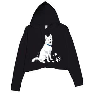 Funny Cute White Siberian Husky Gift Sweet White Snow Dog Gift Crop Fleece Hoodie