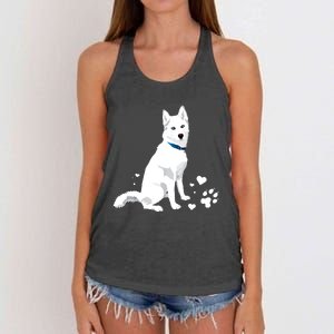 Funny Cute White Siberian Husky Gift Sweet White Snow Dog Gift Women's Knotted Racerback Tank