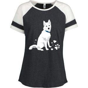 Funny Cute White Siberian Husky Gift Sweet White Snow Dog Gift Enza Ladies Jersey Colorblock Tee