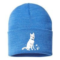 Funny Cute White Siberian Husky Gift Sweet White Snow Dog Gift Sustainable Knit Beanie