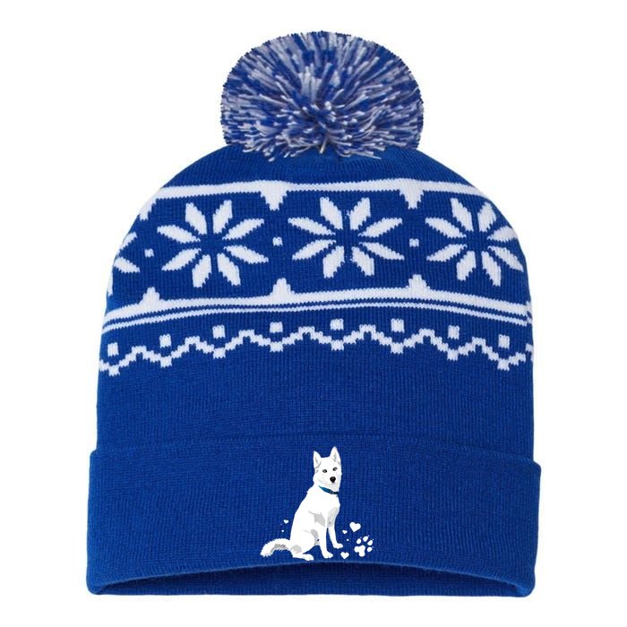 Funny Cute White Siberian Husky Gift Sweet White Snow Dog Gift USA-Made Snowflake Beanie