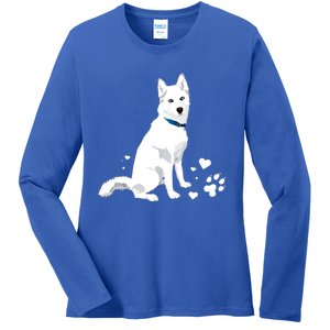 Funny Cute White Siberian Husky Gift Sweet White Snow Dog Gift Ladies Long Sleeve Shirt