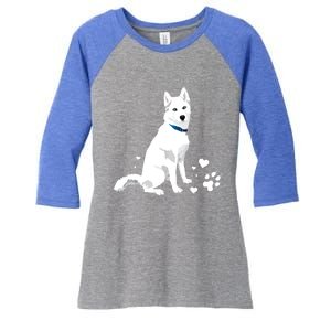 Funny Cute White Siberian Husky Gift Sweet White Snow Dog Gift Women's Tri-Blend 3/4-Sleeve Raglan Shirt